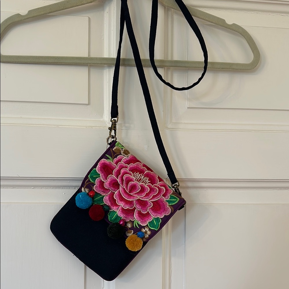 Floral Embroidered Crossbody Bag